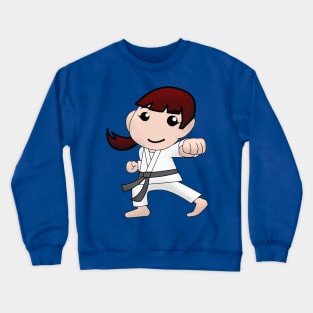 Karate Girl Punch Kawaii Cute Female Cartoon Character Crewneck Sweatshirt